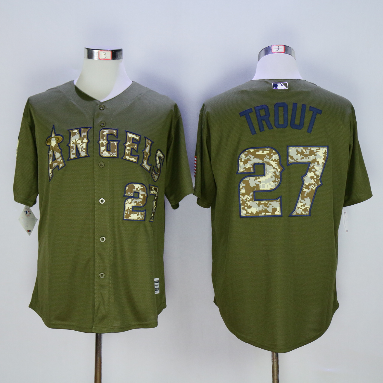 Men Los Angeles Angels #27 Trout Green MLB Jerseys->women mlb jersey->Women Jersey